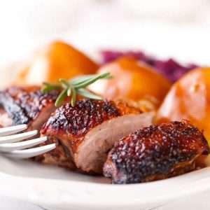 Maple Duck on a plate of food